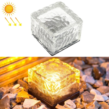 Solar Powered Square Tempered Glass Outdoor LED Buried Light Garden Decoration Lamp IP55 Waterproof，Size: 7 x 7 x 5cm (Warm White) - Buried Lights by buy2fix | Online Shopping UK | buy2fix