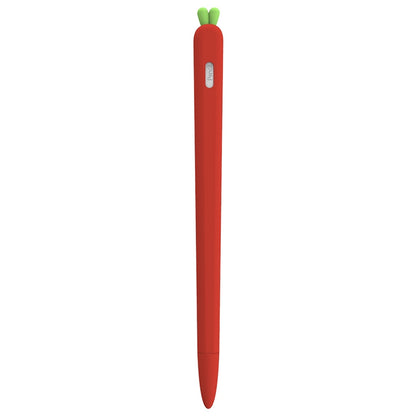 LOVE MEI For Apple Pencil 2 Carrot Shape Stylus Pen Silicone Protective Case Cover(Red) - Pencil Accessories by LOVE MEI | Online Shopping UK | buy2fix