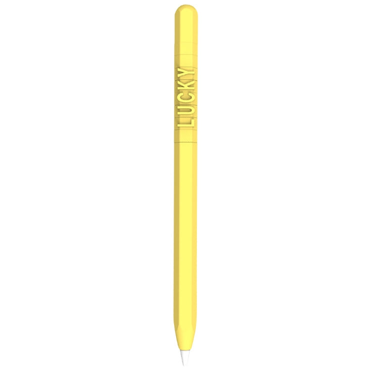 LOVE MEI For Apple Pencil 2 Number Letter Design Stylus Pen Silicone Protective Case Cover (Yellow) - Pencil Accessories by LOVE MEI | Online Shopping UK | buy2fix