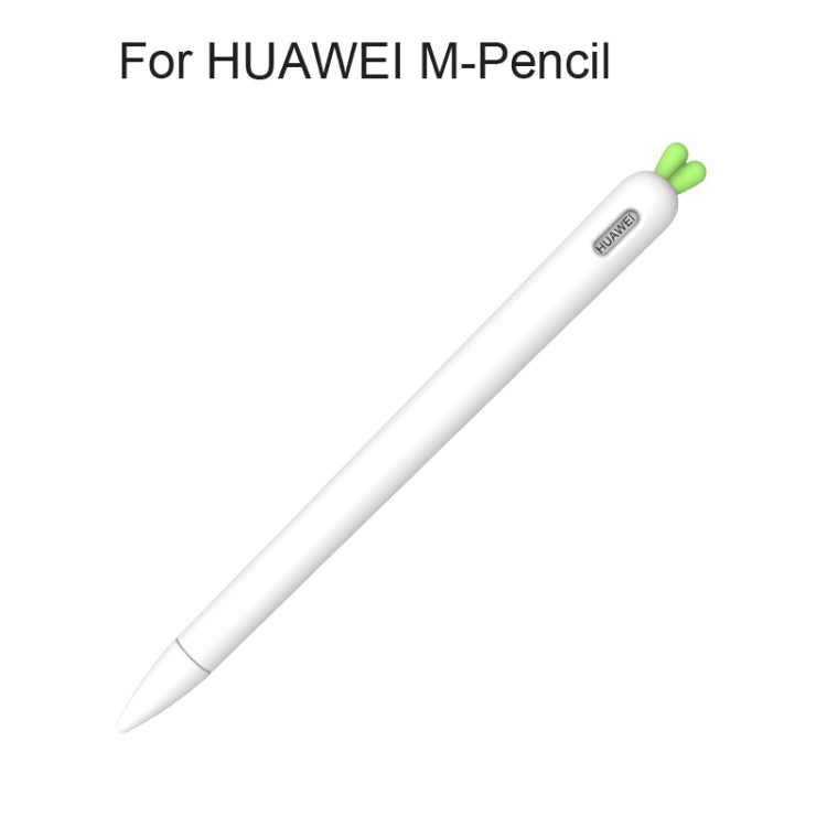 Cute Carrot Liquid Silicone Protective Cover with Pen Cap & Nib Cover for Huawei M-Pencil(White) - Pencil Accessories by buy2fix | Online Shopping UK | buy2fix