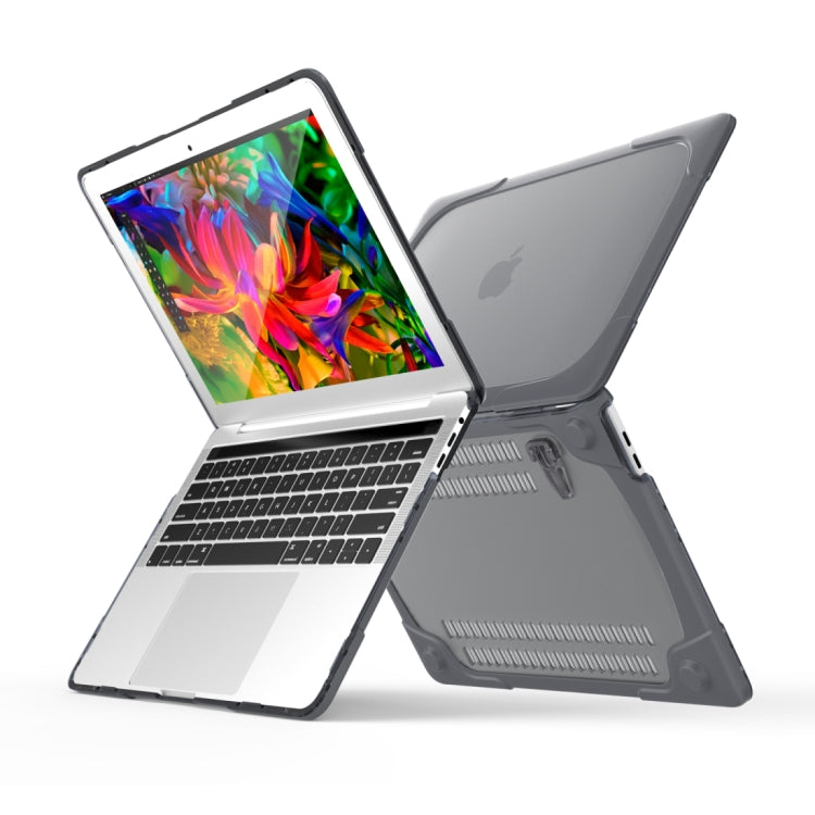 For Macbook Pro 13.3 inch (A1708) & with Touchbar (A1706) Laptop TPU + PC Folding Shockproof Protective Case with Holder(Grey) - MacBook Pro Cases by buy2fix | Online Shopping UK | buy2fix