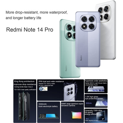 Xiaomi Redmi Note 14 Pro, 12GB+256GB, 6.67 inch Xiaomi HyperOS Mediatek Dimensity 7300-Ultra Octa Core, NFC, Network: 5G (Purple) - Xiaomi Redmi by Xiaomi | Online Shopping UK | buy2fix