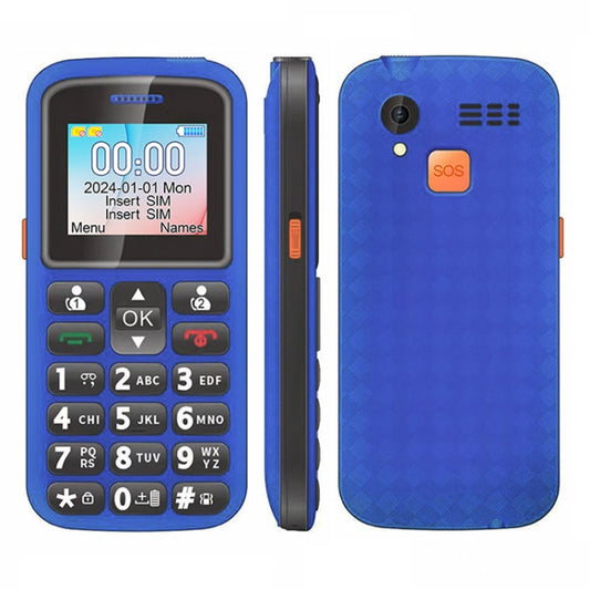 UNIWA M220 Elder Mobile Phone, 1.77 inch, 800mAh Battery, Network: 2G, SOS, LED Flashlight, FM, EU Plug (Blue) - UNIWA by UNIWA | Online Shopping UK | buy2fix