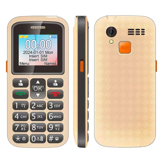 UNIWA M220 Elder Mobile Phone, 1.77 inch, 800mAh Battery, Network: 2G, SOS, LED Flashlight, FM, US Plug (Yellow) - UNIWA by UNIWA | Online Shopping UK | buy2fix