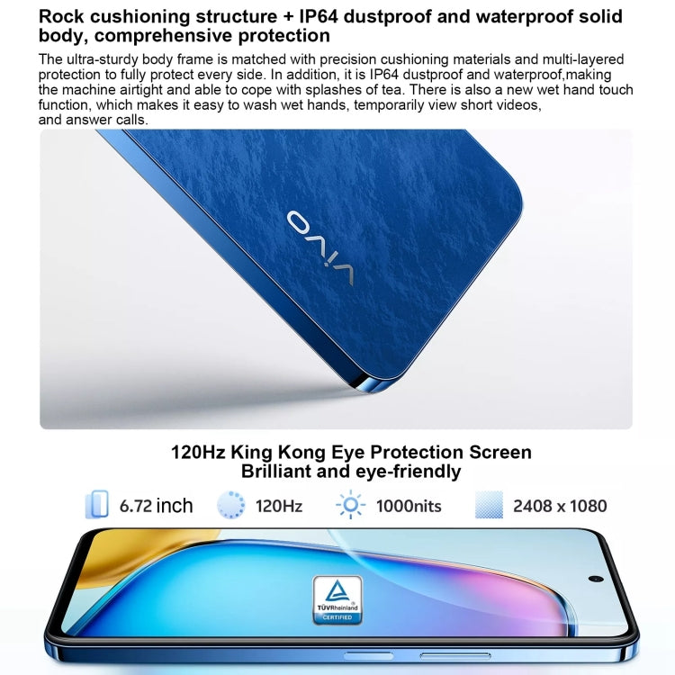 vivo Y200i, Dual Back Cameras, 8GB+256GB, Face ID Screen Fingerprint Identification, 6.72 inch Android 14.0 OriginOS 4 Snapdragon 4 Gen 2 Octa Core 2.2GHz, OTG, Network: 5G, Support Google Play (White) - vivo by vivo | Online Shopping UK | buy2fix