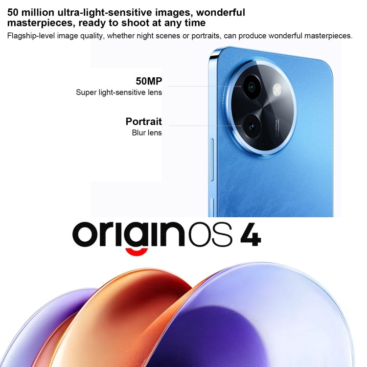 vivo Y200t, Dual Back Cameras, 8GB+256GB, Face ID Screen Fingerprint Identification, 6.72 inch Android 14.0 OriginOS 4 Snapdragon 6 Gen 1 Octa Core 2.2GHz, OTG, Network: 5G, Support Google Play (Blue) - vivo by vivo | Online Shopping UK | buy2fix