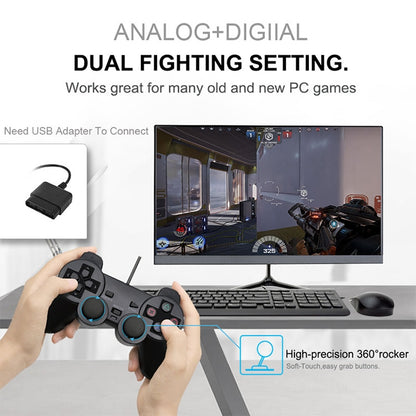 Double Vibration Joypad Wired Game Controle Handle For PS2 - Gamepads by buy2fix | Online Shopping UK | buy2fix