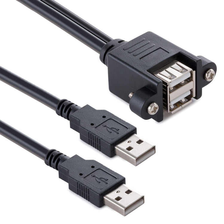 bk3507 Dual USB 2.0 Male to Dual USB Female Extension Cable with Fixing Hole, Length: 50cm - USB Cable by buy2fix | Online Shopping UK | buy2fix