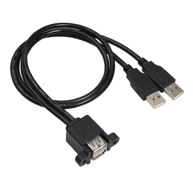 bk3507 Dual USB 2.0 Male to Dual USB Female Extension Cable with Fixing Hole, Length: 50cm - USB Cable by buy2fix | Online Shopping UK | buy2fix