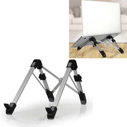 Aluminum Alloy Laptop Height Extender Holder Stand Folding Portable Computer Heat Dissipation Bracket, Size: 24.5x3.3x2.8cm(Black) - MacBook Holder by buy2fix | Online Shopping UK | buy2fix