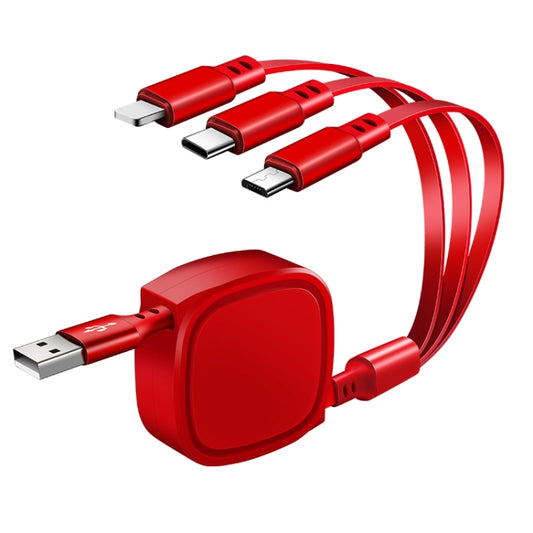 1.2m 3.5A Max 3 in 1 USB to USB-C / Type-C + 8Pin + Micro USB Retractable Charging Cable(Red) - Multifunction Cable by buy2fix | Online Shopping UK | buy2fix