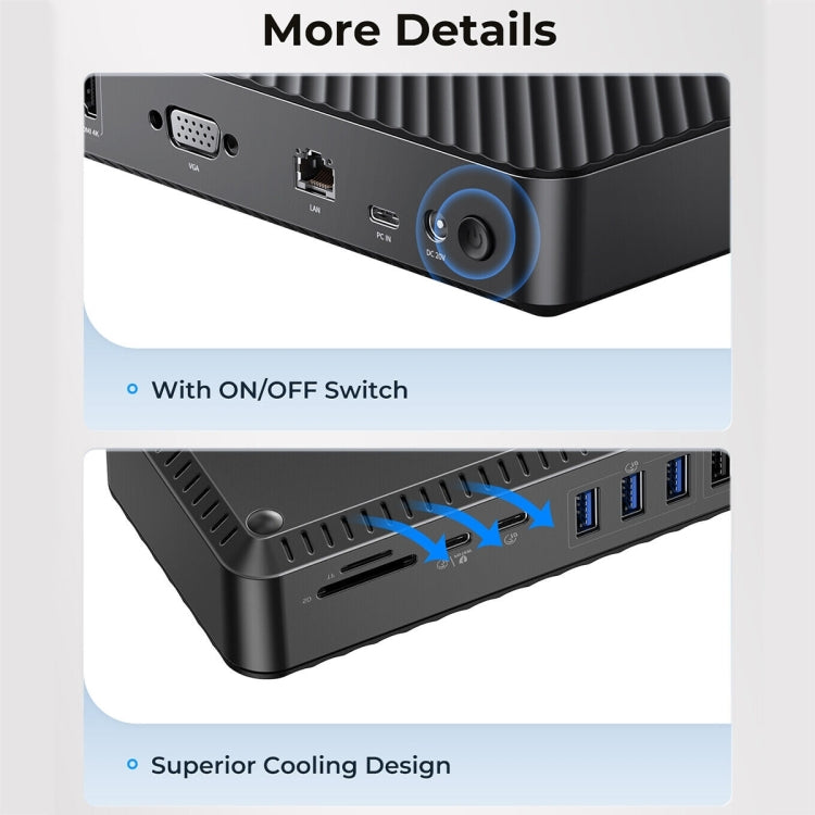 ORICO DKA20-BK-BP 10Gbps 20 in 1 Type-C 3.0 HUB Docking Station (US Plug) - USB HUB by ORICO | Online Shopping UK | buy2fix