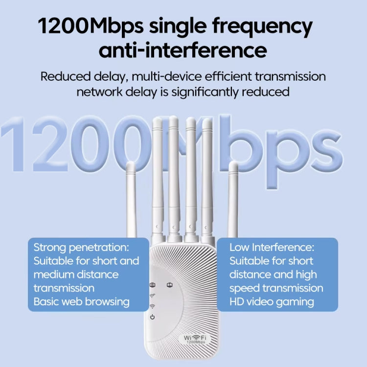 SM-011 Six-antenna 1200M Repeater WiFi Wireless Router (US Plug) - Wireless Routers by buy2fix | Online Shopping UK | buy2fix