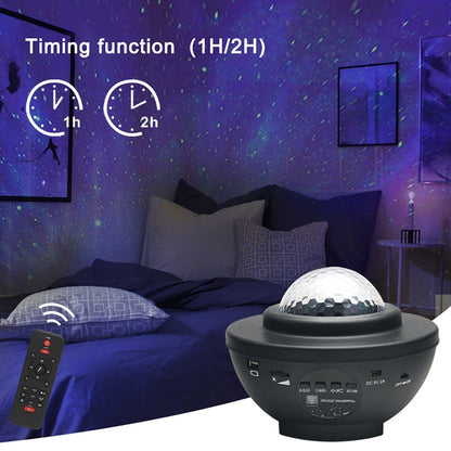 8W USB Charging Music Starry Sky Water Texture Light Atmosphere Lamp with Remote Control (Black) - Projection Lamp by buy2fix | Online Shopping UK | buy2fix