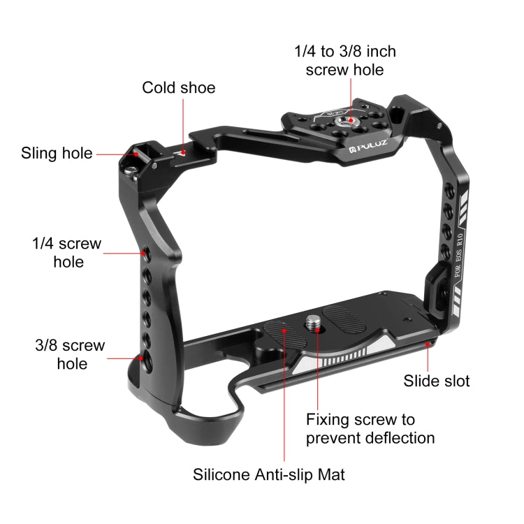 For Canon EOS R10 PULUZ Metal Camera Cage Stabilizer Rig (Black) - Camera Cage by PULUZ | Online Shopping UK | buy2fix