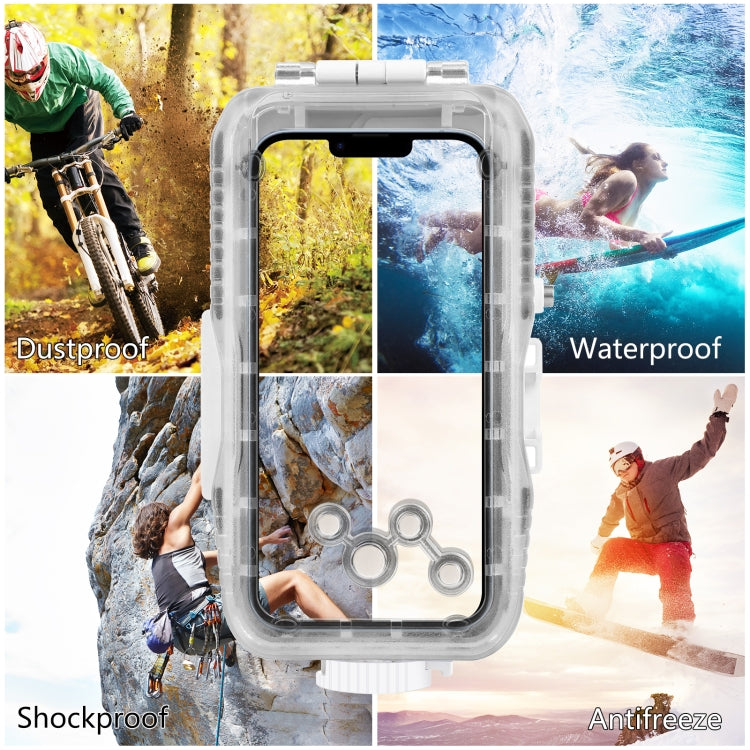 PULUZ 40m/130ft Waterproof Diving Case for iPhone 16 / 15 / 15 Pro / 14 / 14 Pro / 13 / 13 Pro / 12 / 12 Pro, with One-way Valve Photo Video Taking Underwater Housing Cover(White) - iPhone 14 Cases by PULUZ | Online Shopping UK | buy2fix