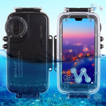 PULUZ 40m/130ft Waterproof Diving Case for Huawei P20 Pro, Photo Video Taking Underwater Housing Cover(Black) - Huawei Cases by PULUZ | Online Shopping UK | buy2fix