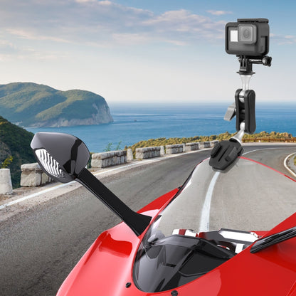 PULUZ Motorcycle Windshield Action Camera Mount Clip for GoPro Hero12 Black / DJI Osmo Action 4 / Insta360 X4 / Ace Pro and Other Action Cameras (Black) - Holder by PULUZ | Online Shopping UK | buy2fix