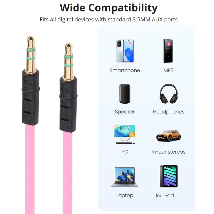 1m Noodle Style Aux Audio Cable 3.5mm Male to Male, Compatible with Phones, Tablets, Headphones, MP3 Player, Car/Home Stereo & More(Dark Blue) - Cable & Splitter by buy2fix | Online Shopping UK | buy2fix