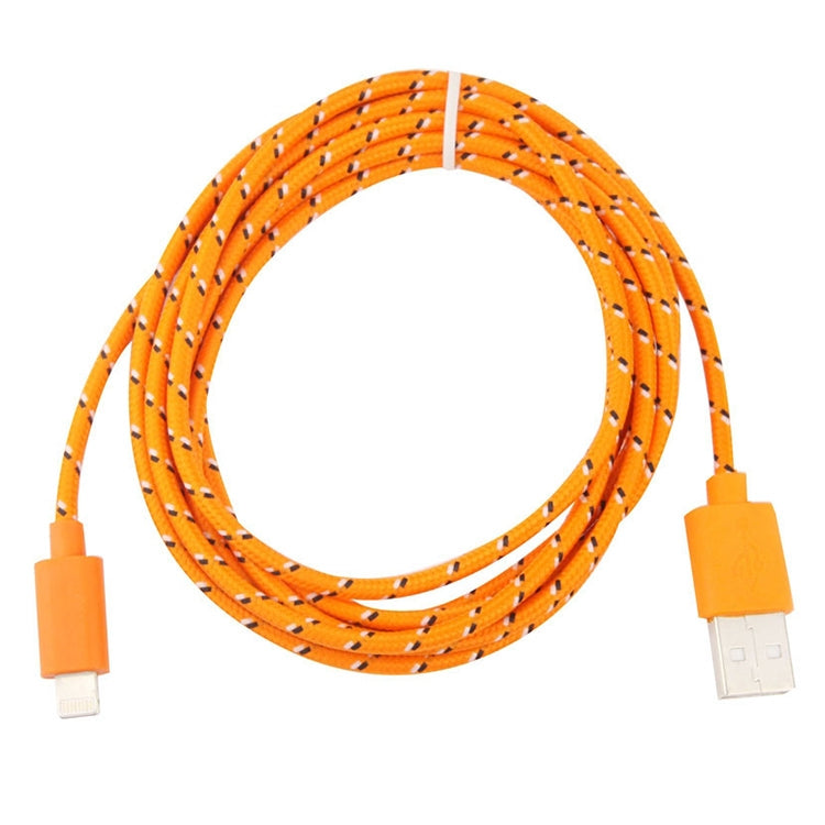 1m Nylon Netting Style USB 8 Pin Data Transfer Charging Cable for iPhone, iPad(Orange) - Normal Style Cable by buy2fix | Online Shopping UK | buy2fix