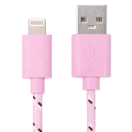 1m Nylon Netting Style USB 8 Pin Data Transfer Charging Cable for iPhone, iPad(Pink) - Normal Style Cable by buy2fix | Online Shopping UK | buy2fix