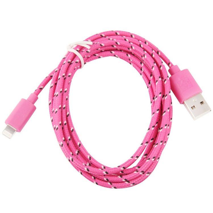 3m Nylon Netting Style USB Data Transfer Charging Cable for iPhone, iPad(Magenta) - Normal Style Cable by buy2fix | Online Shopping UK | buy2fix