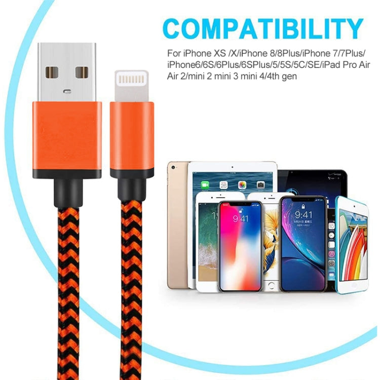 2A Woven Style USB to 8 Pin Sync Data / Charging Cable, Cable Length: 1m(Silver) - Normal Style Cable by buy2fix | Online Shopping UK | buy2fix