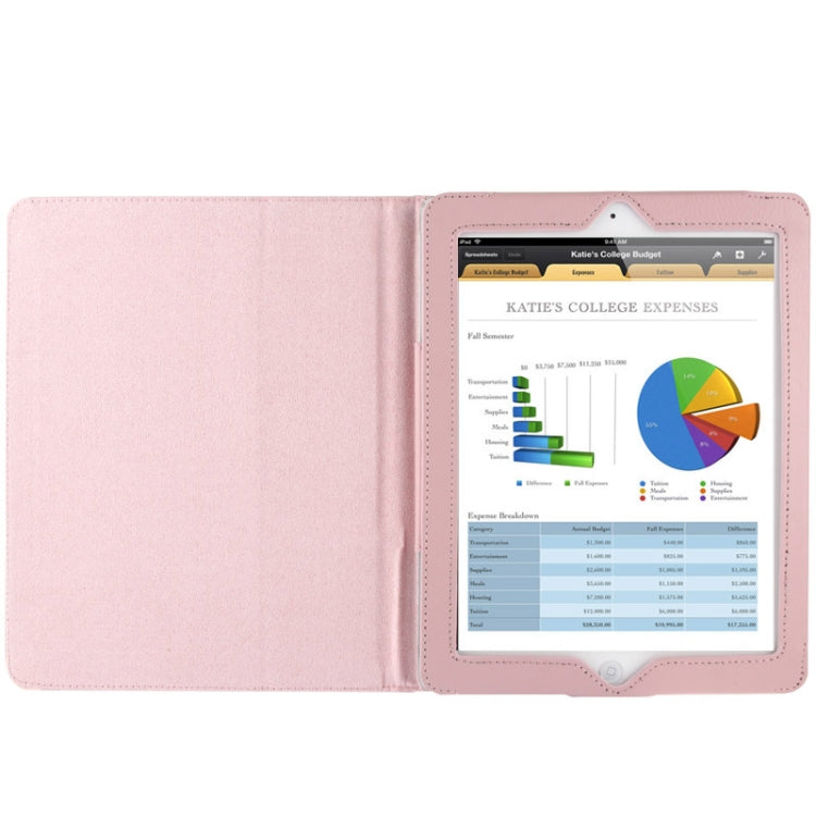 High Quality Litchi Texture Folding Leather with Sleep / Wake-up & Holder Function for iPad 2 / iPad 3 / iPad 4(Pink) - iPad 4 & 3 & 2 Cases by buy2fix | Online Shopping UK | buy2fix