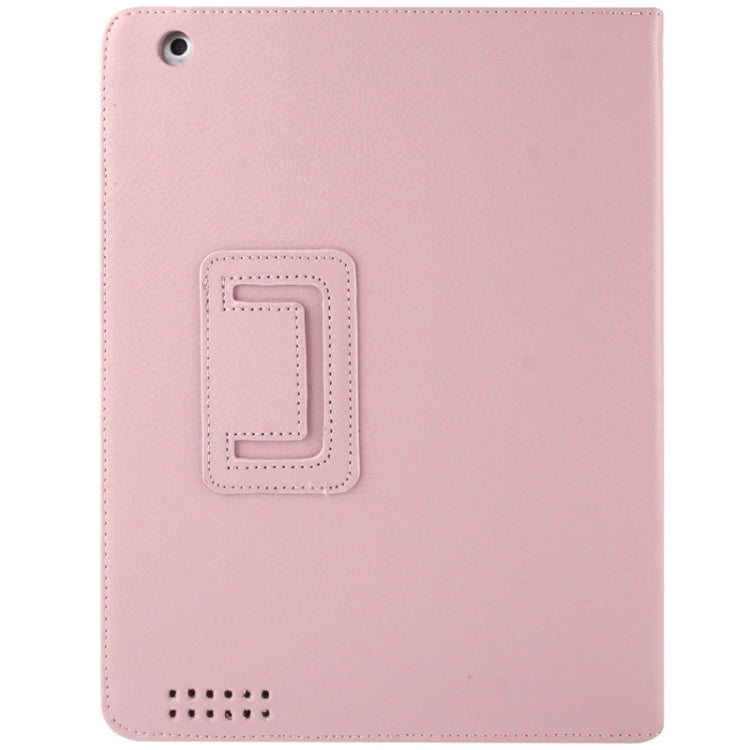 High Quality Litchi Texture Folding Leather with Sleep / Wake-up & Holder Function for iPad 2 / iPad 3 / iPad 4(Pink) - iPad 4 & 3 & 2 Cases by buy2fix | Online Shopping UK | buy2fix