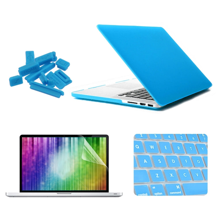 ENKAY for MacBook Pro Retina 13.3 inch (US Version) / A1425 / A1502 4 in 1 Frosted Hard Shell Plastic Protective Case with Screen Protector & Keyboard Guard & Anti-dust Plugs(Blue) - MacBook Pro Cases by ENKAY | Online Shopping UK | buy2fix