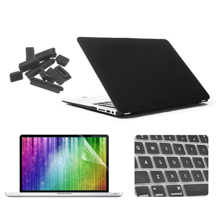 ENKAY for MacBook Air 13.3 inch (US Version) 4 in 1 Frosted Hard Shell Plastic Protective Case with Screen Protector & Keyboard Guard & Anti-dust Plugs(Black) - MacBook Air Cases by ENKAY | Online Shopping UK | buy2fix