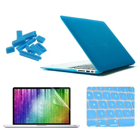 ENKAY for MacBook Air 13.3 inch (US Version) 4 in 1 Frosted Hard Shell Plastic Protective Case with Screen Protector & Keyboard Guard & Anti-dust Plugs(Blue) - MacBook Air Cases by ENKAY | Online Shopping UK | buy2fix