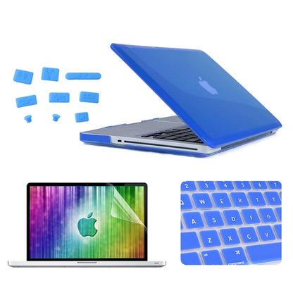 ENKAY for MacBook Pro 15.4 inch (US Version) / A1286 4 in 1 Crystal Hard Shell Plastic Protective Case with Screen Protector & Keyboard Guard & Anti-dust Plugs(Dark Blue) - MacBook Pro Cases by ENKAY | Online Shopping UK | buy2fix