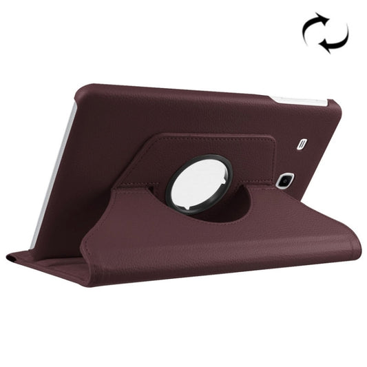 Litchi Texture Horizontal Flip Solid Color Leather Case with 360 Degrees Rotation Holder for Galaxy Tab E 9.6 / T560 / T561(Coffee) - Other Galaxy Tab PC by buy2fix | Online Shopping UK | buy2fix