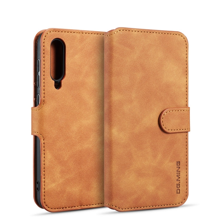 DG.MING Retro Oil Side Horizontal Flip Case for Galaxy A50, with Holder & Card Slots & Wallet (Brown) - Galaxy Phone Cases by DG.MING | Online Shopping UK | buy2fix