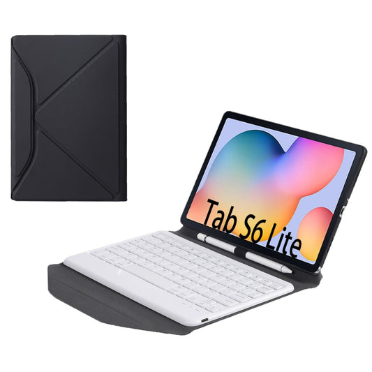 B610 Diamond Texture Triangle Back Holder Splittable Bluetooth Keyboard Leather Tablet Case for Samsung Galaxy Tab S6 Lite (White + Black) - Samsung Keyboard by buy2fix | Online Shopping UK | buy2fix