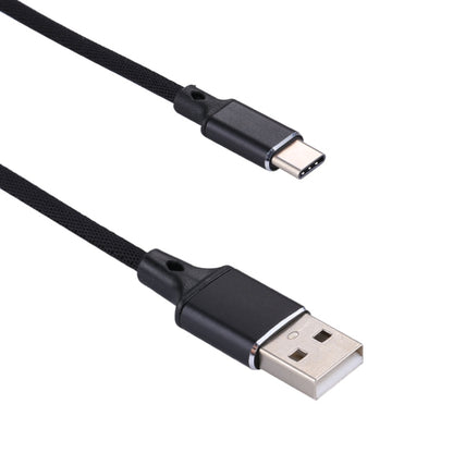 1m 2A Output USB to USB-C / Type-C Nylon Weave Style Data Sync Charging Cable(Black) - USB-C & Type-C Cable by buy2fix | Online Shopping UK | buy2fix