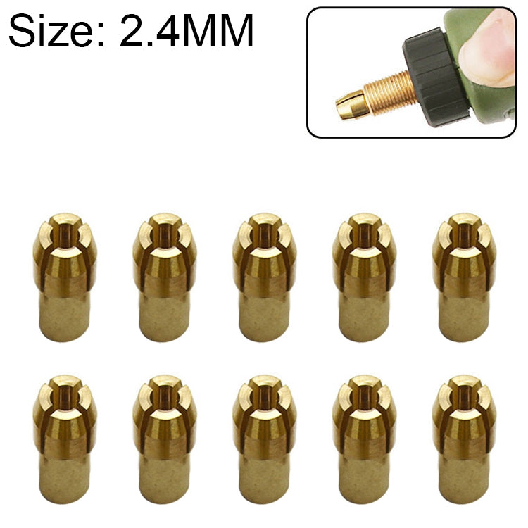 10 PCS Three-claw Copper Clamp Nut for Electric Mill Fittings，Bore diameter: 2.4mm - Hex Key & Spanner by buy2fix | Online Shopping UK | buy2fix