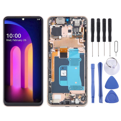 For LG V60 ThinQ US Version Original LCD Screen Digitizer Full Assembly with Frame (Gold) - For LG by buy2fix | Online Shopping UK | buy2fix