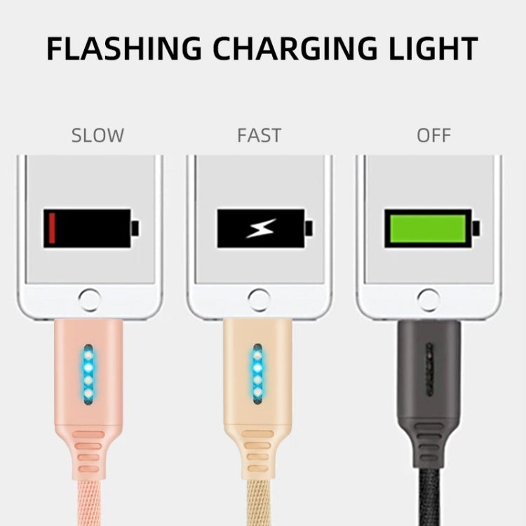 8 Pin Interface Zinc Alloy Marquee Luminous Intelligent Automatic Power off Charging Data Cable(rose gold) - Normal Style Cable by buy2fix | Online Shopping UK | buy2fix