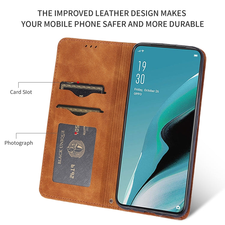 For OPPO Reno 2Z & Reno 2F Retro Skin Feel Business Magnetic Horizontal Flip Leather Case(Brown) - OPPO Cases by buy2fix | Online Shopping UK | buy2fix