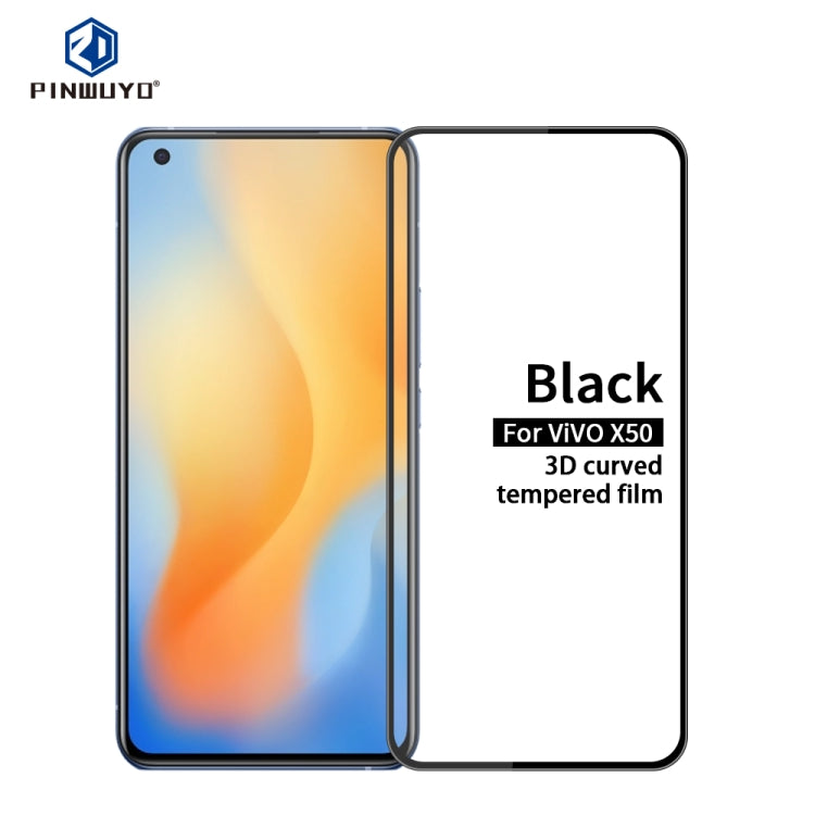 For vivo X50 PINWUYO 9H 3D Curved Full Screen Explosion-proof Tempered Glass Film(Black) - vivo Tempered Glass by PINWUYO | Online Shopping UK | buy2fix