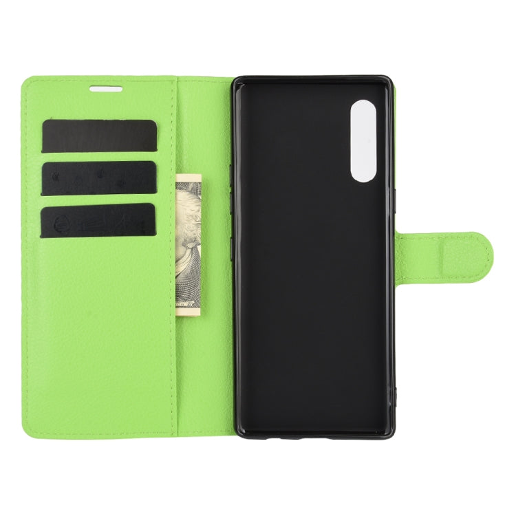 For LG Velvet Litchi Texture Horizontal Flip Protective Case with Holder & Card Slots & Wallet(Green) - LG by buy2fix | Online Shopping UK | buy2fix