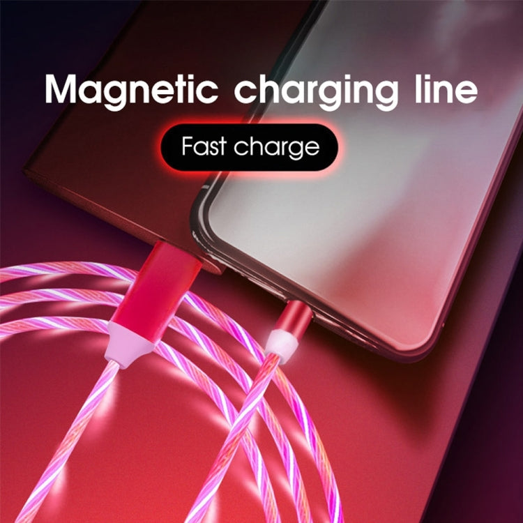 2 in 1 USB to 8 Pin + Micro USB Magnetic Suction Colorful Streamer Mobile Phone Charging Cable, Length: 1m(Red Light) - 2 in 1 Cable by buy2fix | Online Shopping UK | buy2fix