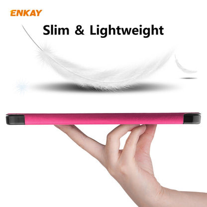 For iPad 10.2 2021 / 2020 / 2019 ENKAY ENK-8014 PU Leather + Plastic Smart Case with Three-folding Holder(Rose Red) - iPad 10.2 Cases by ENKAY | Online Shopping UK | buy2fix