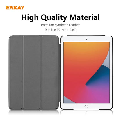 For iPad 10.2 2021 / 2020 / 2019 ENKAY ENK-8014 PU Leather + Plastic Smart Case with Three-folding Holder(White) - iPad 10.2 Cases by ENKAY | Online Shopping UK | buy2fix