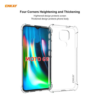 For Motorola Moto G9 / G9 Play Hat-Prince ENKAY Clear TPU Shockproof Case Soft Anti-slip Cover + 0.26mm 9H 2.5D Tempered Glass Protector Film - Motorola Cases by ENKAY | Online Shopping UK | buy2fix