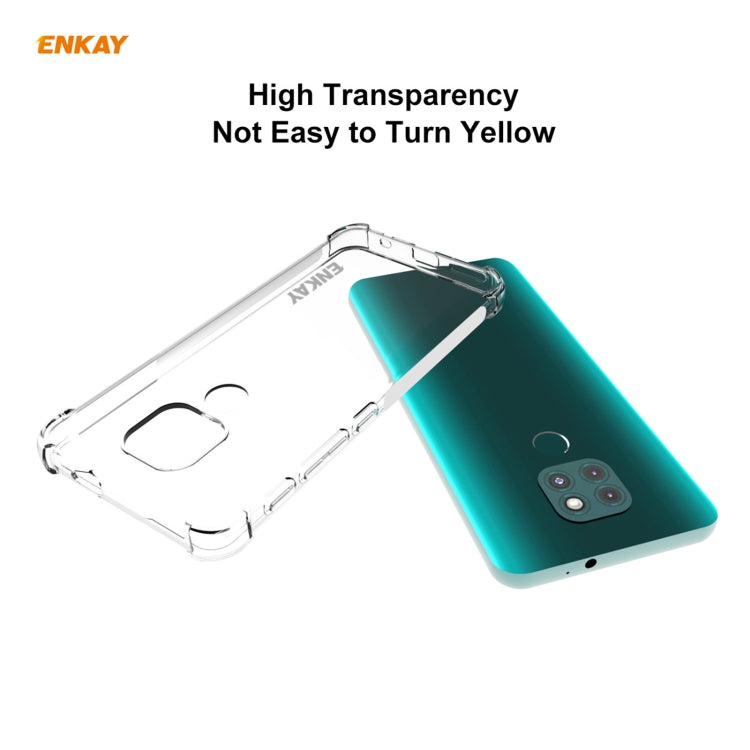 For Motorola Moto G9 / G9 Play Hat-Prince ENKAY Clear TPU Shockproof Case Soft Anti-slip Cover + 0.26mm 9H 2.5D Tempered Glass Protector Film - Motorola Cases by ENKAY | Online Shopping UK | buy2fix