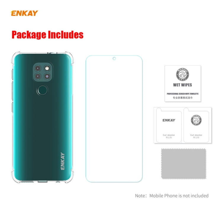 For Motorola Moto G9 / G9 Play Hat-Prince ENKAY Clear TPU Shockproof Case Soft Anti-slip Cover + 0.26mm 9H 2.5D Tempered Glass Protector Film - Motorola Cases by ENKAY | Online Shopping UK | buy2fix