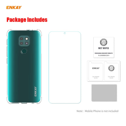 For Motorola Moto G9 / G9 Play Hat-Prince ENKAY Clear TPU Shockproof Case Soft Anti-slip Cover + 0.26mm 9H 2.5D Tempered Glass Protector Film - Motorola Cases by ENKAY | Online Shopping UK | buy2fix